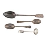 A mixed group – A George I sterling silver dessert spoon, London 1720 makers mark obscured