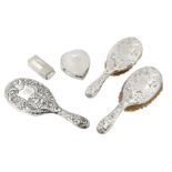 A mixed group of sterling silver dressing table items