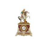 A FRENCH ORIENTALIST PORCELAIN FIGURAL MANTLE CLOCK BY GUYERDET JUENE, PARIS