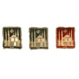 THREE COMMEMORATIVE METAL THREAD-EMBROIDERED VELVET PANELS