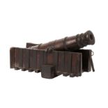 AN INDIAN WOODEN CANNON MODEL