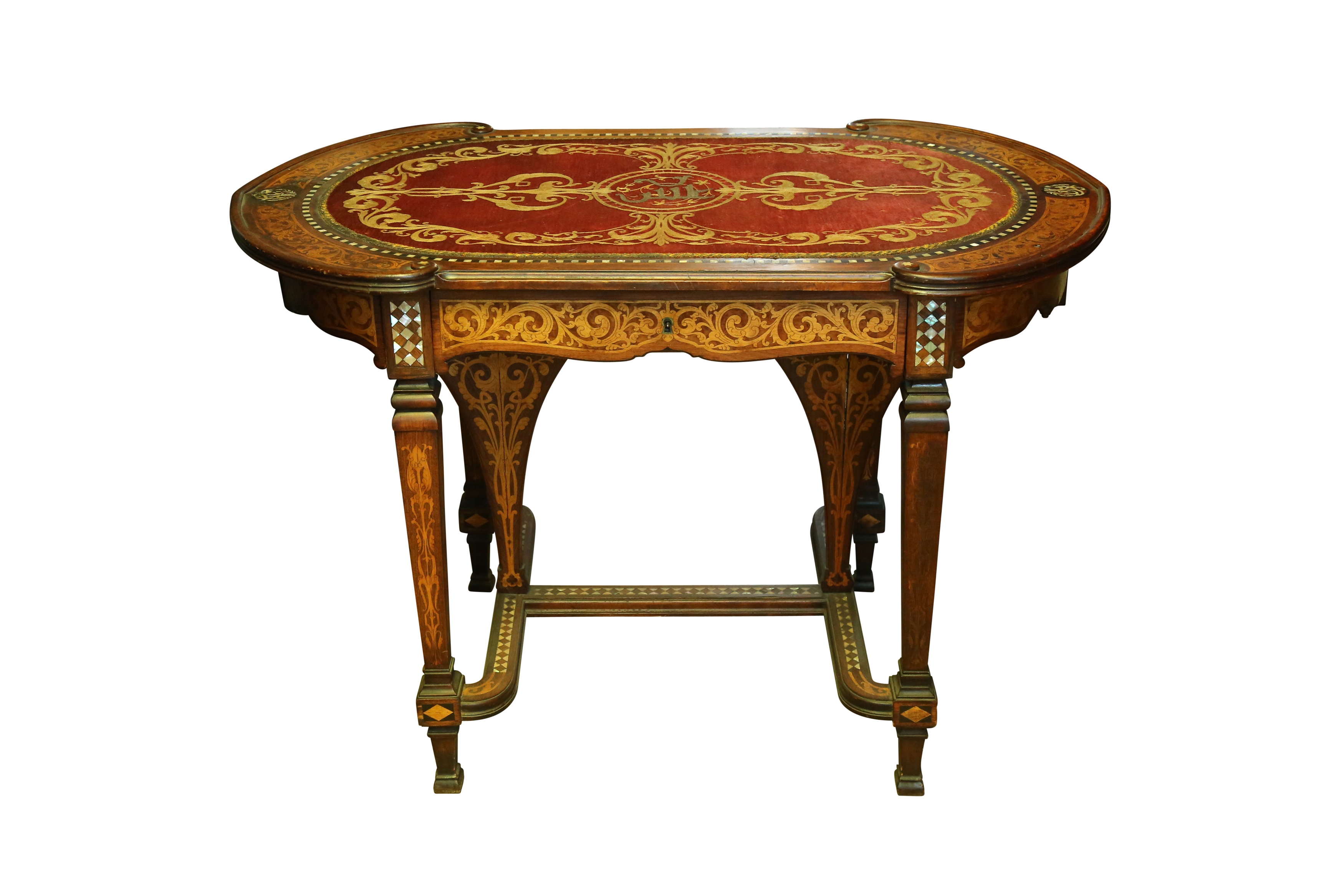 λ A SET OF MOTHER-OF-PEARL-INLAID WOODEN CHAIRS AND TABLE MADE FOR THE EXPORT MARKET - Image 6 of 8