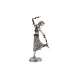 AN ANGLO-INDIAN UNMARKED SILVER FIGURAL TABLE ORNAMENT