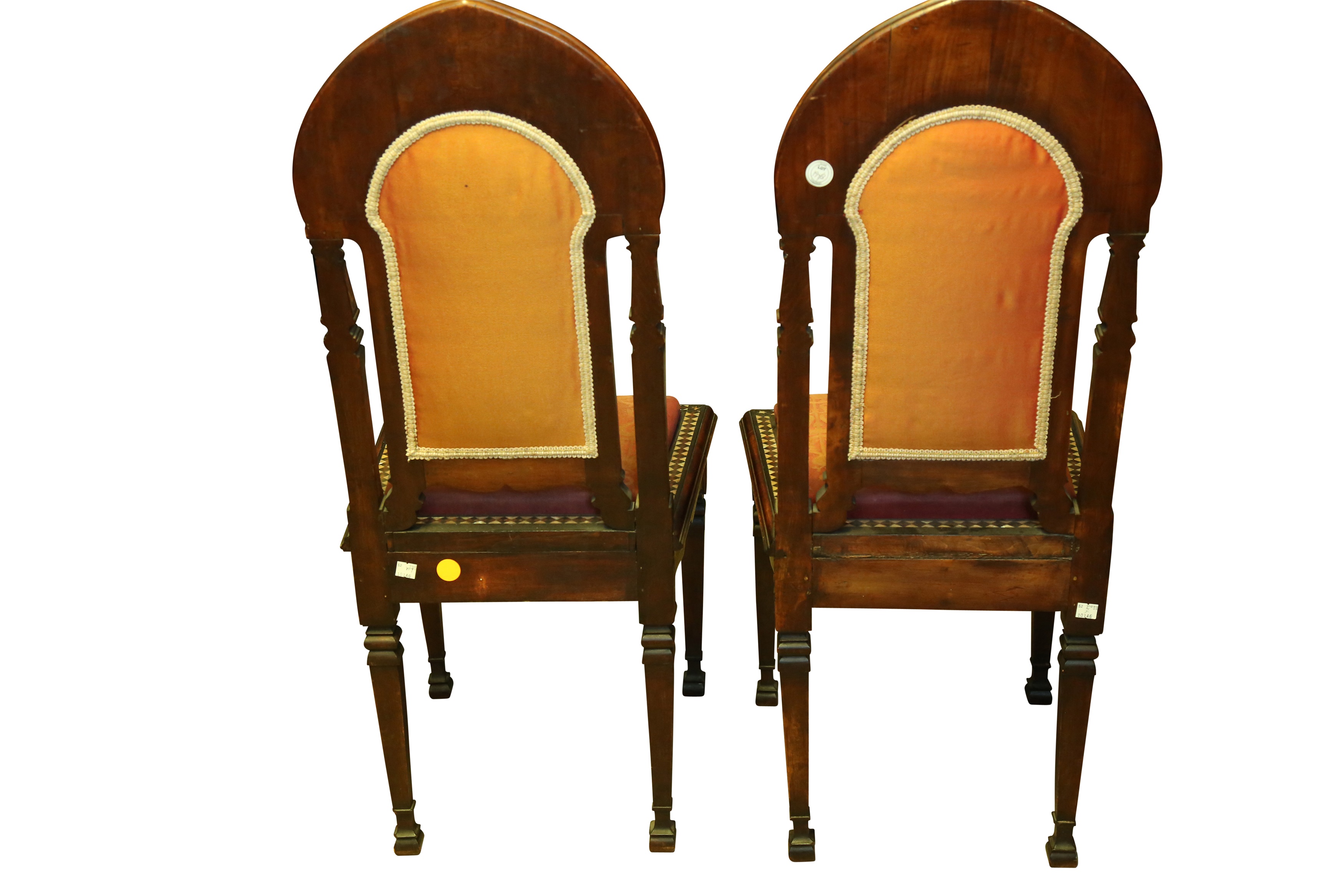 λ A SET OF MOTHER-OF-PEARL-INLAID WOODEN CHAIRS AND TABLE MADE FOR THE EXPORT MARKET - Image 4 of 8