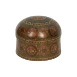 A KASHMIRI LACQUERED PAPIER-MÂCHÉ LIDDED BOX