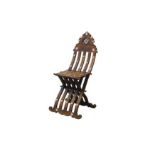 λ A HARDWOOD BONE AND MOTHER-OF-PEARL-INLAID FOLDABLE CHAIR