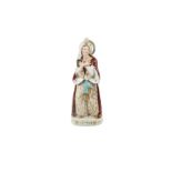 A FRENCH POLYCHROME-PAINTED PORCELAIN FIGURAL SCENT BOTTLE IN THE FORM OF A SULTANA