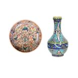 TWO POLYCHROME-PAINTED ARMENIAN EARTHENWARE POTTERY VESSELS