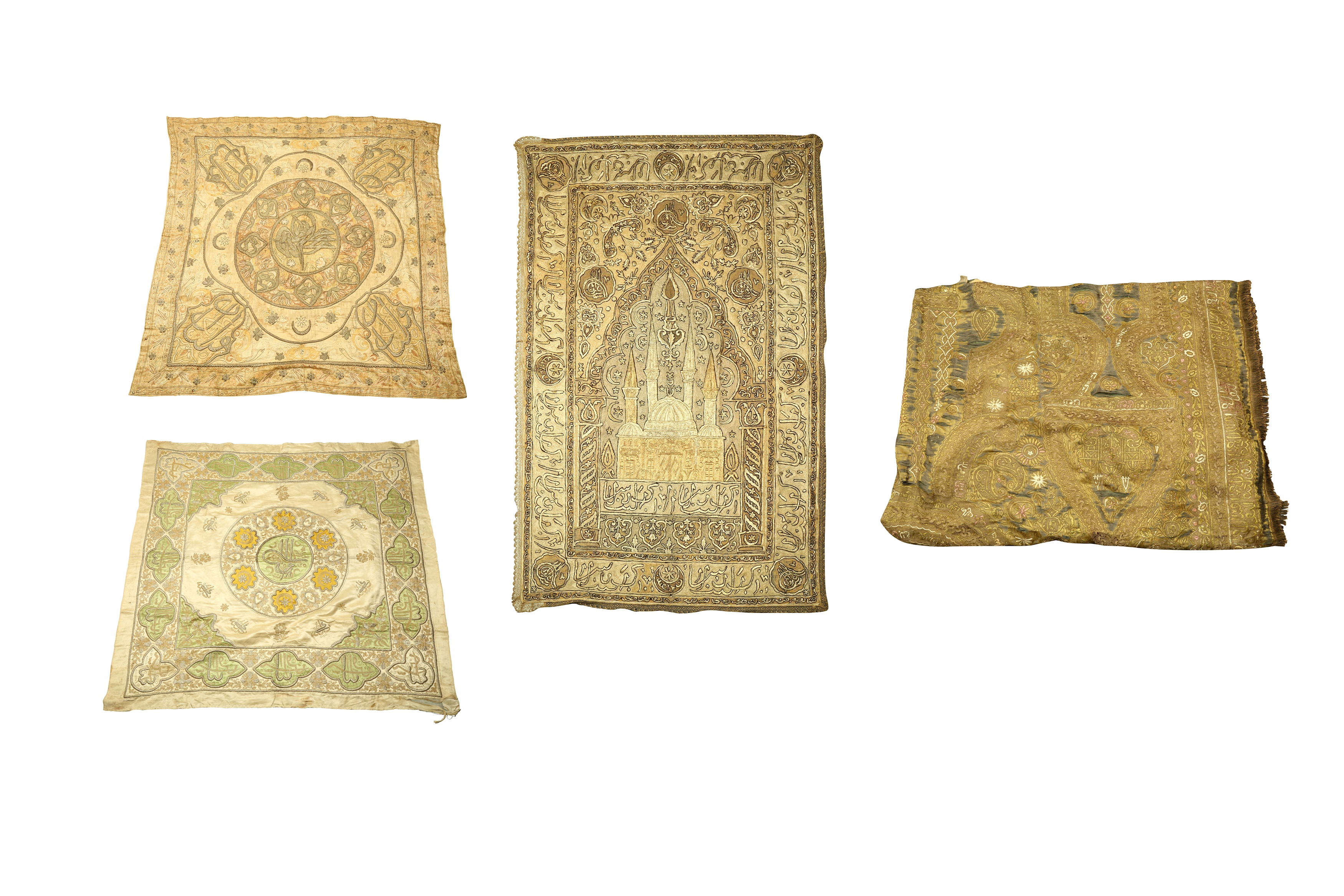 FOUR OTTOMAN METAL THREAD-EMBROIDERED PANELS