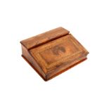 A CLEAR OLIVE WOOD PORTABLE WRITING DESK
