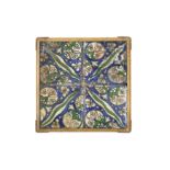 FOUR SMALL DAMASCUS POTTERY TILES WITH CINTAMANI MOTIF