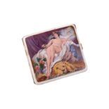 An early 20th-century sterling silver and erotic enamel cigarette case, i