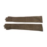 Celine Brown Long Leather Gloves - Size 6,5