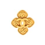 Chanel CC Logo Four Leaf Clover Brooch