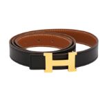 Hermes Black Reversible Constance Belt - Size 85