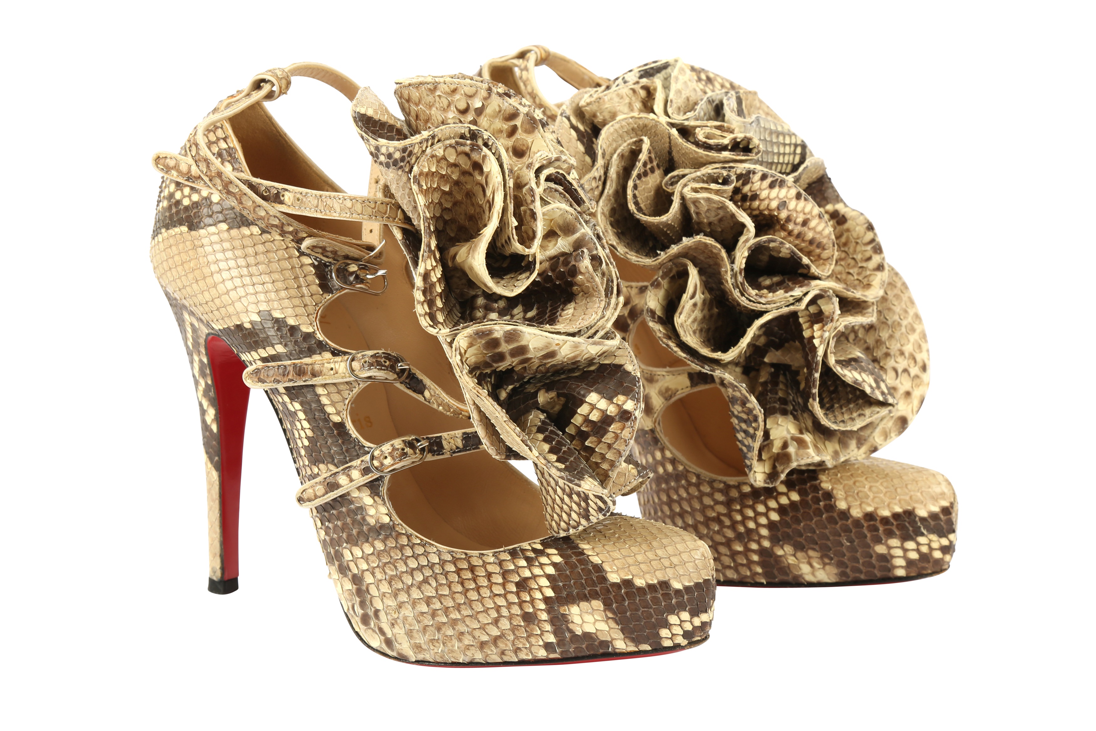 Christian Louboutin Dillian 120 Python Opaco - Size 37.5