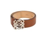 Loewe Brown Anagram Buckle Belt - Size 80