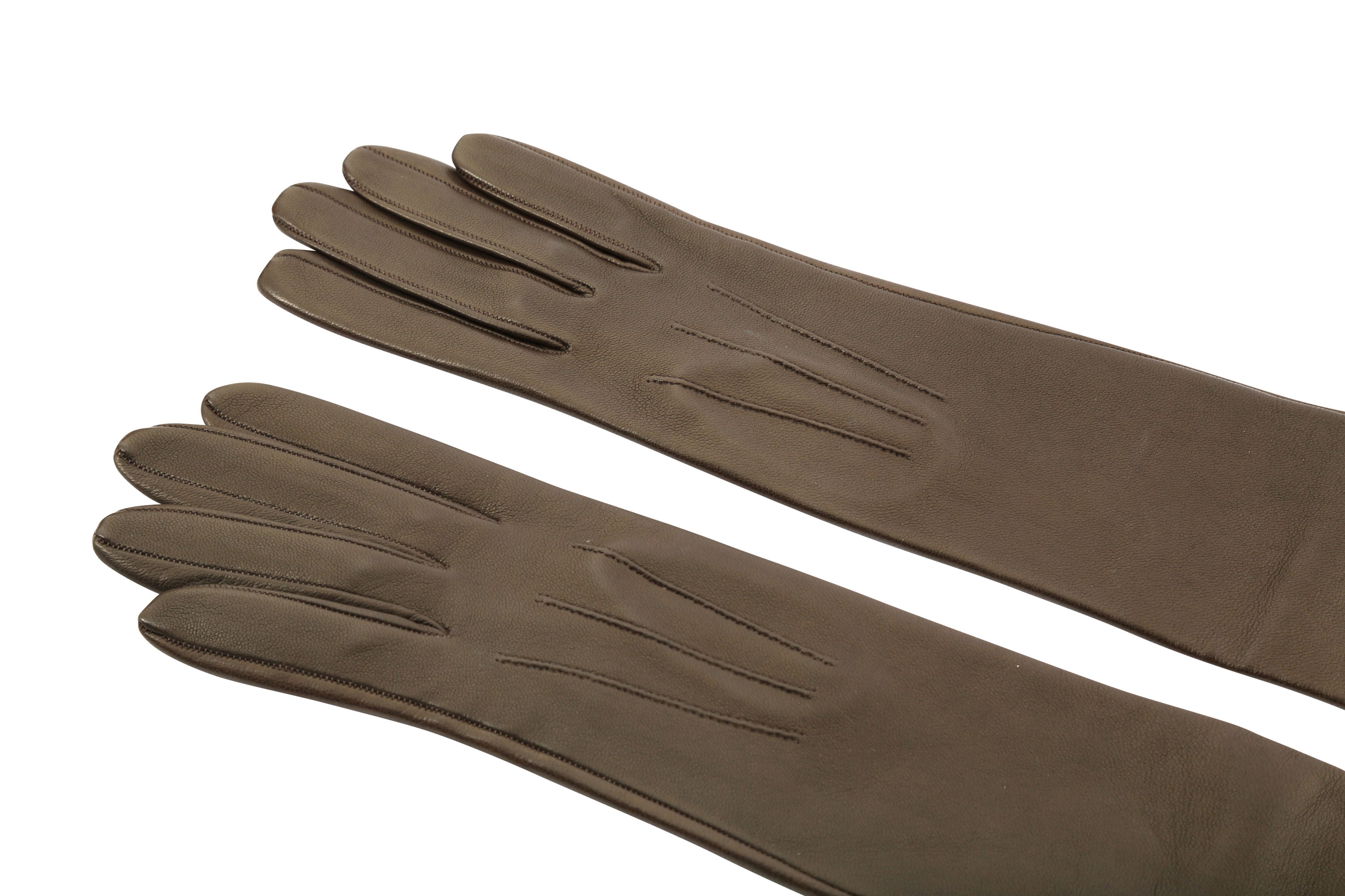 Celine Brown Long Leather Gloves - Size 6,5 - Image 2 of 4