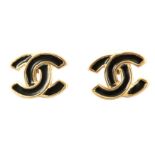 Chanel Black CC Logo Earrings