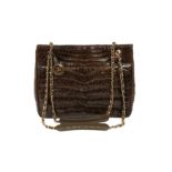 Chanel Brown Alligator Shoulder Bag