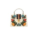 Gucci White Embroidered Medium Sylvie Bag