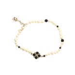Chanel Pearl and Black Bead Necklace