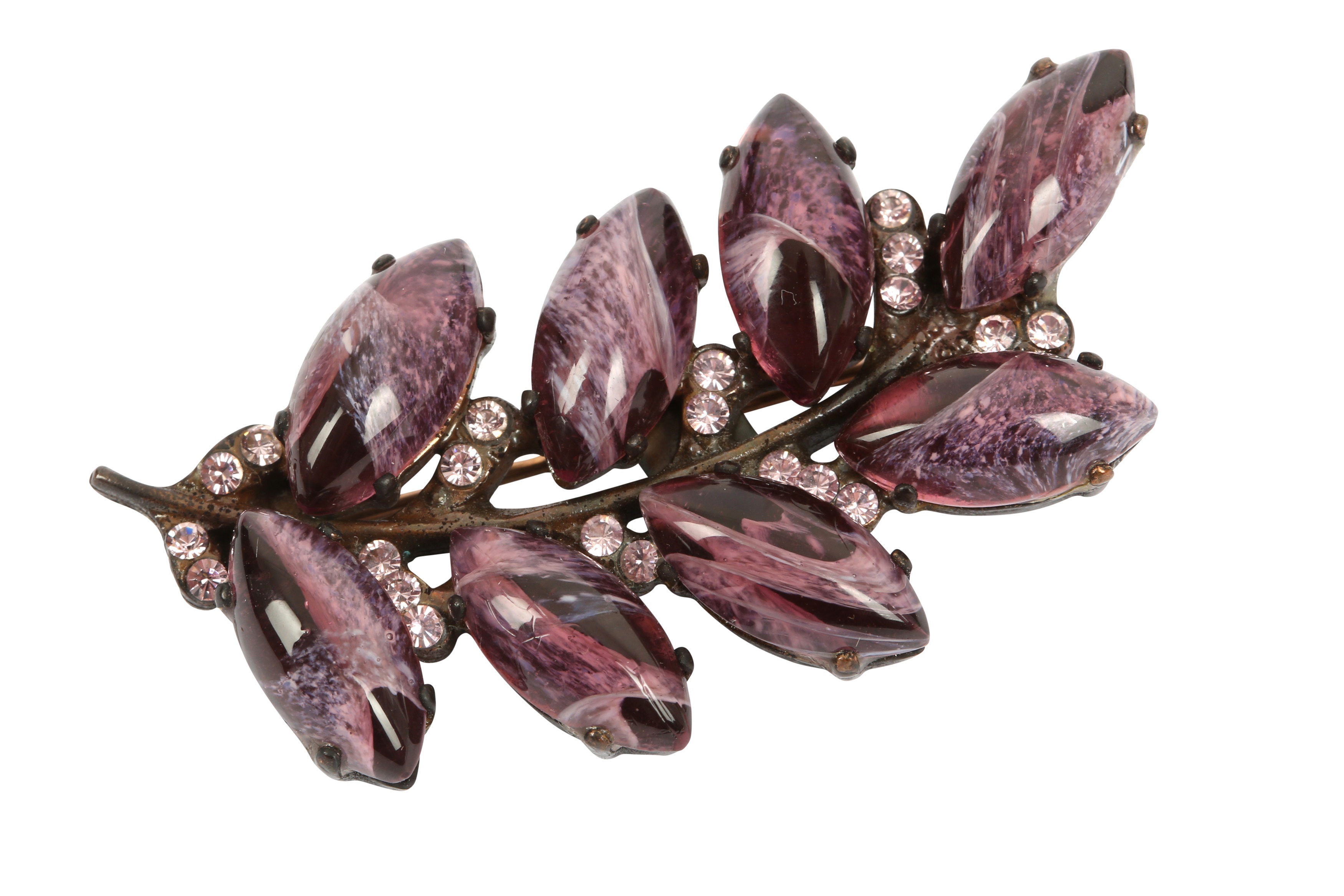 Dolce and Gabbana Amethyst Leaf Brooch