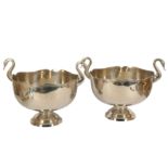 A pair of late 20th century silver plated wine coolers,