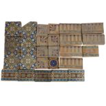 A collection of various Victorian encaustic tiles