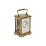 A LATE 19TH / EARLY 20TH CENTURY FRENCH BRASS CARRIAGE CLOCK