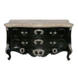 A contemporary Maitland-Smith ebonised and serpentine commode