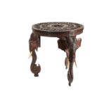 λ A Carved Rosewood Anglo-Indian Elephant Low Table