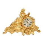 A 19th century and later French gilt bronze figural mantle clock