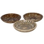 Three contemporary bone inlay centre bowls