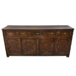 An early 18th century and later joined oak dresser base
