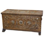 λ A Large Hardwood Mother-Of-Pearl-Inlaid Ottoman Chest