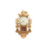 An early 19th Century Swedish carved giltwood wall clock by Beurling,