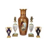 A pair of French 19th century Sevres style porcelain and gilt metal mounted vases