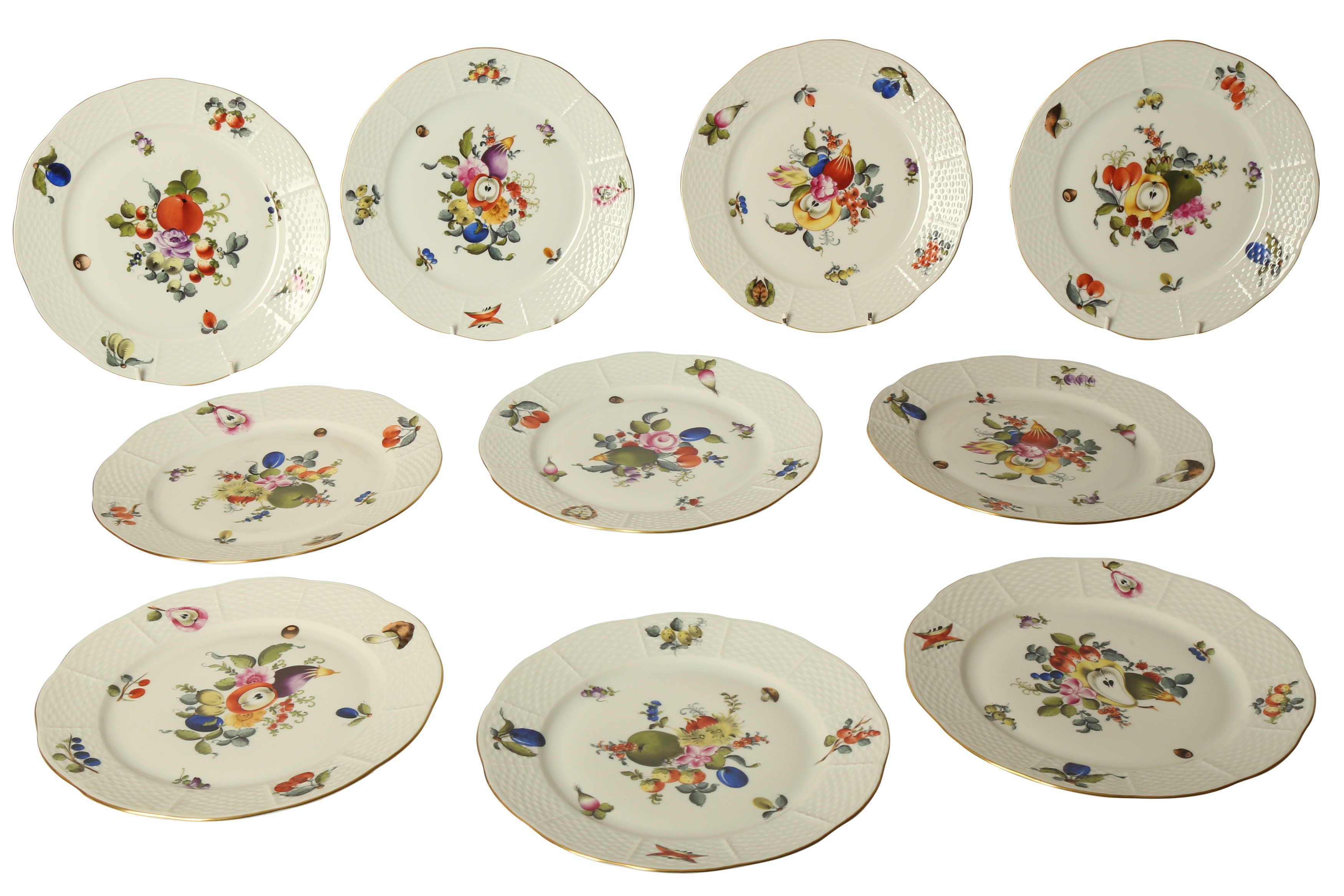 Herend: a set of ten Herend porcelain plates,