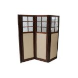 A Victorian rosewood three fold screen