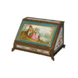 A 19th century French Sevres style porcelain and gilt metal mounted stationary cabinet