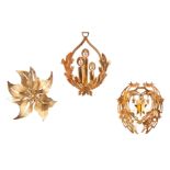 THREE GEORG JENSEN GOLD-PLATED CHRISTMAS TREE DECORATIONS