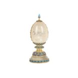 A late 20th / early 21st century rock crystal style and enamel egg ornament