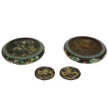 Two 20th century Chinese black cloisonne bowls