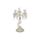 A single three light candelabra, in the Baccarat style,