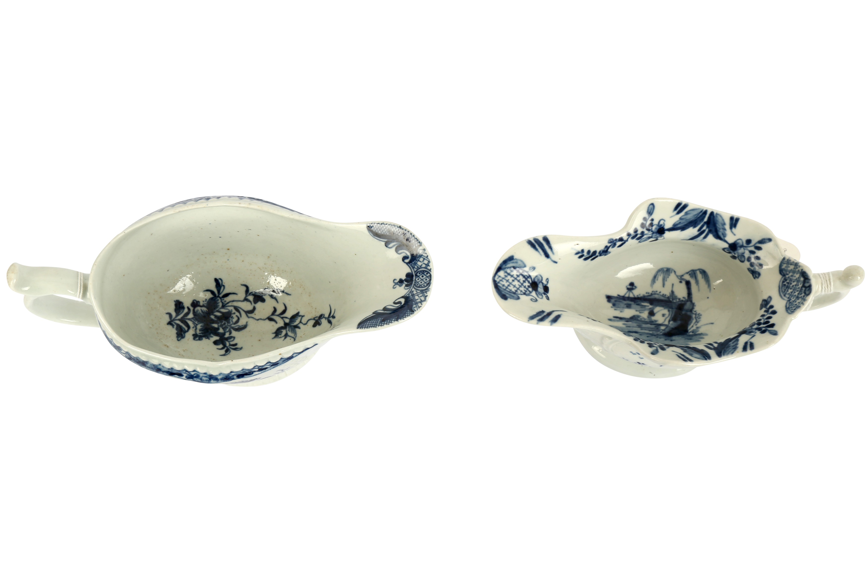 An 18th century Worcester blue and white sauce boat, circa. 1760, - Image 2 of 4