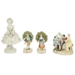 A 20th century Meissen style porcelain figure group of the Music lesson