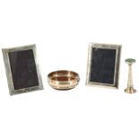 Two silver rectangular photograph frames