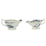 An 18th century Worcester blue and white sauce boat, circa. 1760,