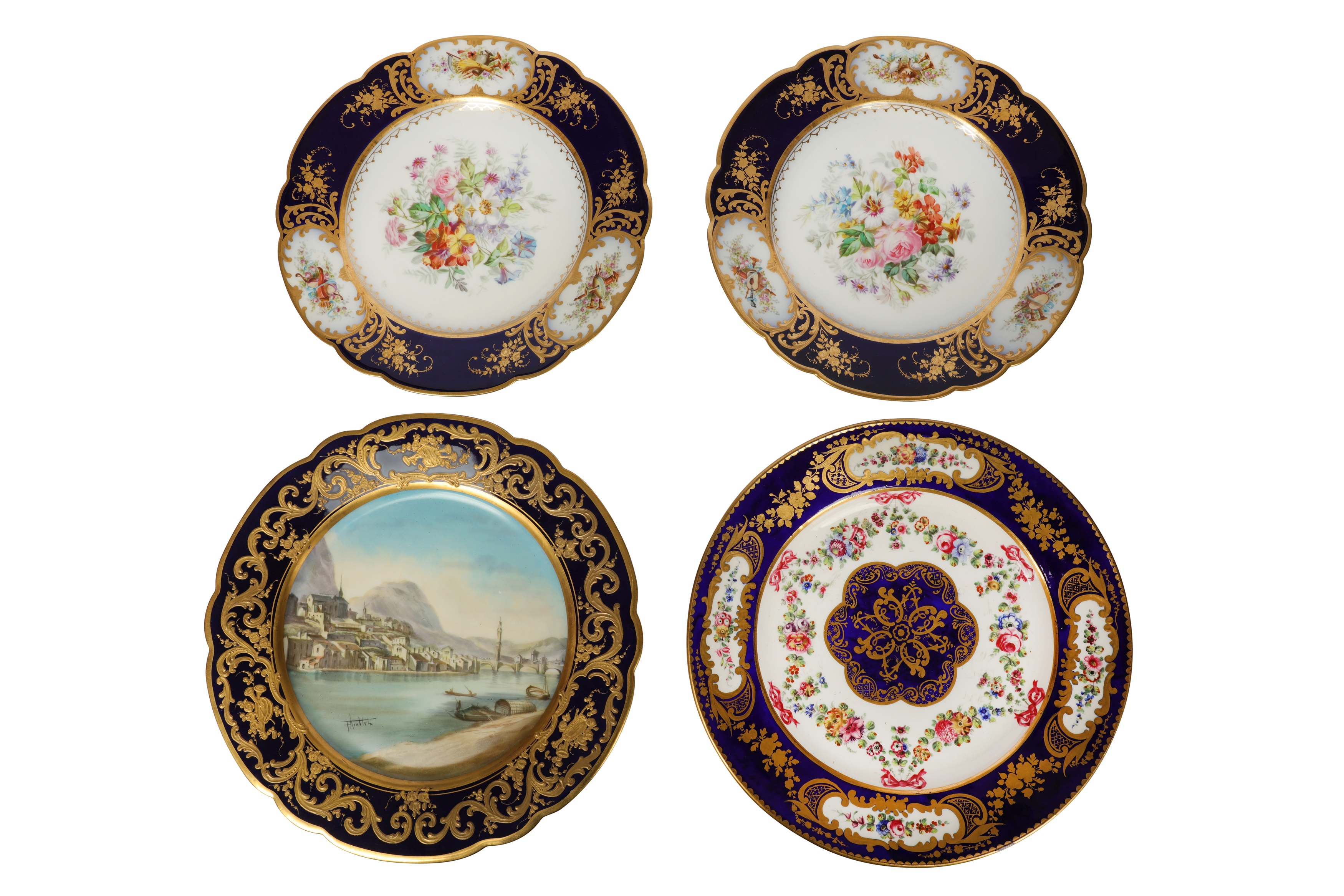 A pair of late 19th/20th century French Sevres style porcelain plates, probably Limoges